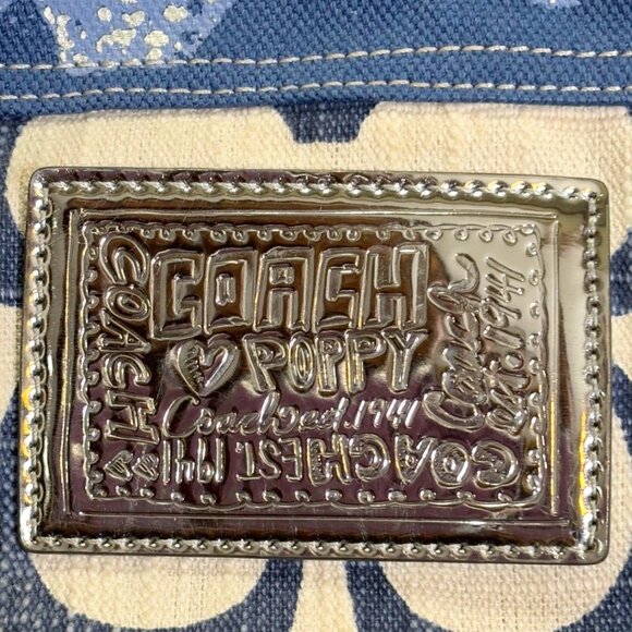 Coach Poppy Collection Blue Denim Patchwork with Silver Detail Tote Purse - Picture 2 of 16